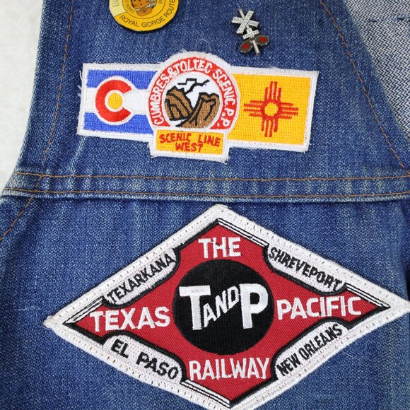 Vintage Wrangler Western Denim Vest XL Railroad Train Patches and Pins - Picture 6 of 16